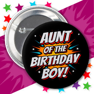 Superhero Party Comics Tante van Verjaardags Jonge Ronde Button 5,7 Cm