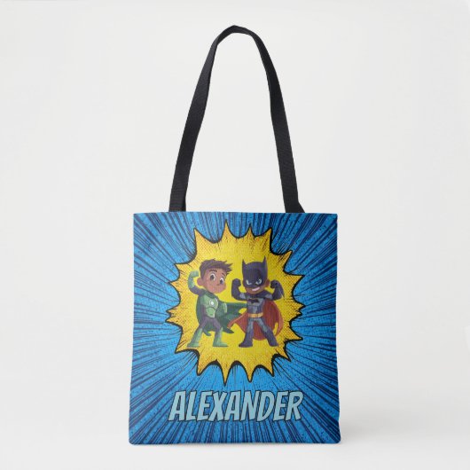Superhero Personalised Boys Tote Bag Custom Name (Voorkant)
