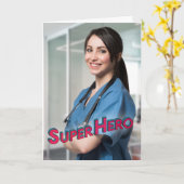 Superhero Photo Nurse Waardering Dank u Kaart (Gele Bloem)