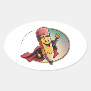 Superhero potlood ovale Stickers