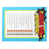 Superhero Raad Wie Baby shower Game Pack Notitieblok (Voorkant)