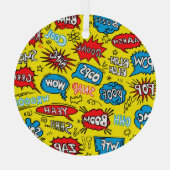Superhero Saga: Schattigee strippatronen Glas Ornament (Achterkant)