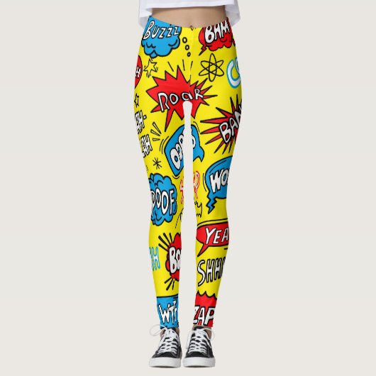 Superhero Saga: Schattigee strippatronen Leggings (Voorkant)
