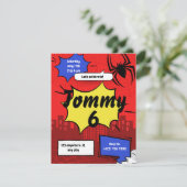 Superhero Spider Birthday Invitation Kids Party  Feestdagenkaart (Staand voorkant)