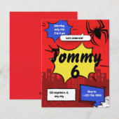 Superhero Spider Birthday Invitation Kids Party  Feestdagenkaart (Voorkant / Achterkant)
