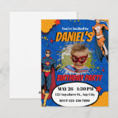 Superhero Spider Birthday Invitation with Photo  Feestdagenkaart (Voorkant / Achterkant)
