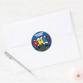 Superhero Stickers, Verjaardagsfeestdecor, BLAUW Ronde Sticker (Envelop)