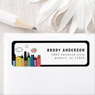 Superhero stripverhaal Thema-adres Etiket