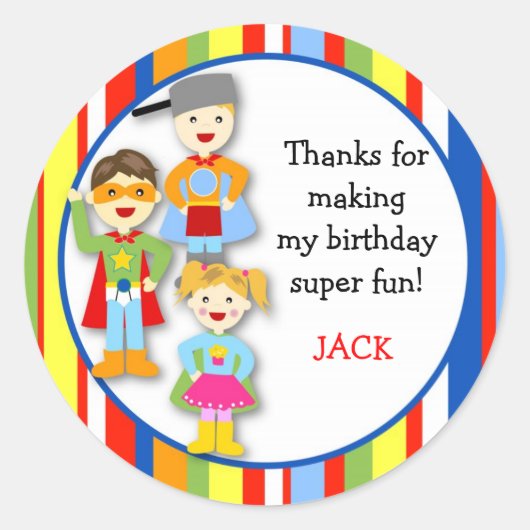 Superhero Super Hero Ronde Voor Stickers Seals (Voorkant)