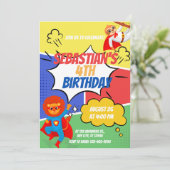 Superhero Thema Kinderen Verjaardagsfeest Kaart (Staand voorkant)