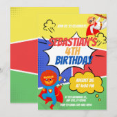 Superhero Thema Kinderen Verjaardagsfeest Kaart (Voorkant / Achterkant)