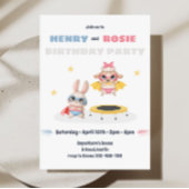 Superhero Twins Verjaardagsfeestuitnodiging Kaart