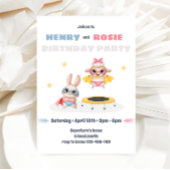 Superhero Twins Verjaardagsfeestuitnodiging Kaart