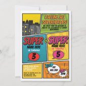 Superhero Uitnodiging Gedeelde Gezamenlijke Partij (Voorkant)