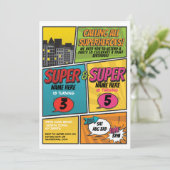 Superhero Uitnodiging Gedeelde Gezamenlijke Partij (Staand voorkant)
