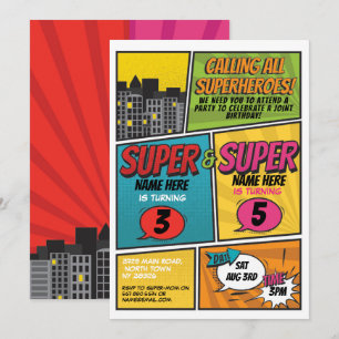 Superhero Uitnodiging Gedeelde Gezamenlijke Partij