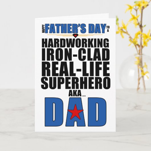 Superhero Vader Typography Vaderdag Kaart (Gele Bloem)