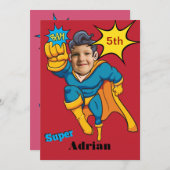 Superhero 🦸 Verjaardag Fotosjabloon Aangepaste ui Kaart (Voorkant / Achterkant)