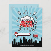 Superhero Vriend Comic Valentijn Briefkaart (Voorkant / Achterkant)