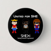 SUPERHERO White Outline - United for SHE Ronde Button 5,7 Cm (Voorkant)