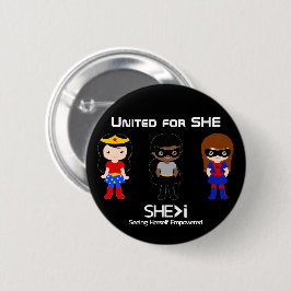 SUPERHERO White Outline - United for SHE Ronde Button 5,7 Cm