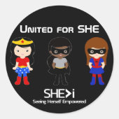 SUPERHERO White Outline - United for SHE Ronde Sticker (Voorkant)