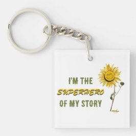 Superhero witte acryl Sleutelhanger van Adiela Ako