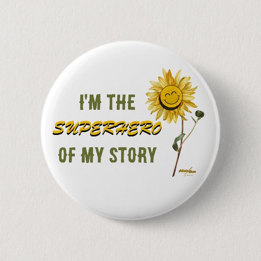 Superhero Witte Button van Dichteres Adiela Akoo (Voorkant)