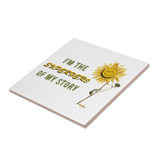 Superhero Witte Keramische Tegel van Poet Adiela A Tegeltje (Zijkant)