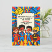 Superheroes Birthday Invitation – Custom 5x7 Card Kaart (Staand voorkant)