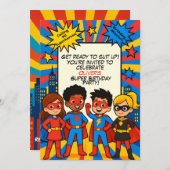 Superheroes Birthday Invitation – Custom 5x7 Card Kaart (Voorkant / Achterkant)