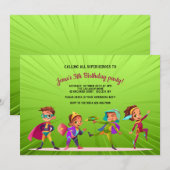 Superheroes Birthday Party Kaart (Voorkant / Achterkant)