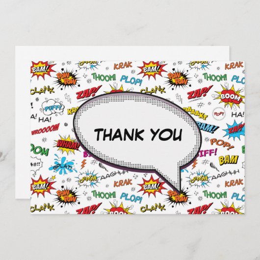 Superheroes Comics Pattern Dank u Kaart (Voorkant / Achterkant)