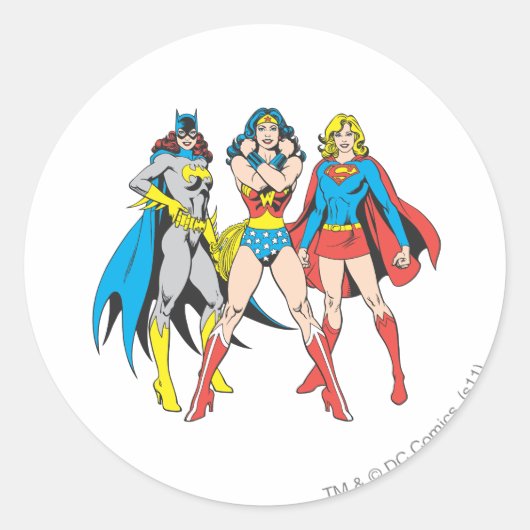 Superheroïne Pose Ronde Sticker (Voorkant)