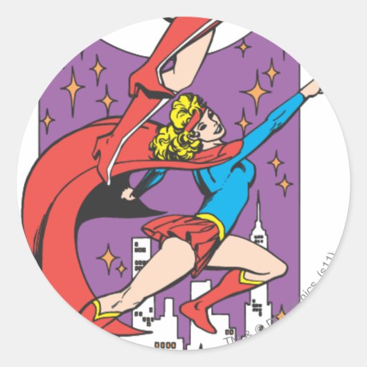 Superheroïnen in actie ronde sticker (Voorkant)