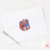 Superheroïnen in actie ronde sticker (Envelop)
