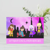 *~* SUPERHEROS Childrens Birthday Party Kaart (Staand voorkant)
