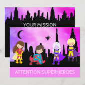 *~* SUPERHEROS Childrens Birthday Party Kaart (Voorkant / Achterkant)