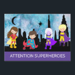 *~* SUPERHEROS Kids Birthday Party Kaart<br><div class="desc">*** SUPERHEROES Whimsical Cute BIRTHDAY ARTIJ INVITATION. De kleine kunnen zich verkleden als hun favoriete SUPERHERO. Er zijn vier Superheros tegen een SKYLINE CITYSCAPE. De hemel in Waterverf Textured Blues. Dit is een genderneutrale uitnodiging voor verjaardagsfeestjes. => Als u een RED-waarschuwing ziet, vraagt u zich alleen af of u aan...</div>