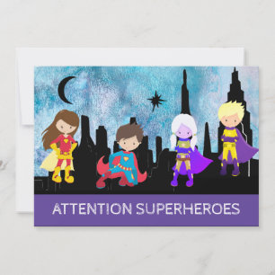 *~* SUPERHEROS Kids Birthday Party Kaart