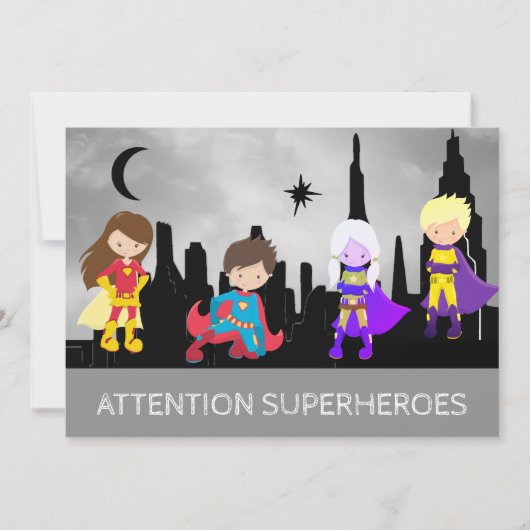 ** SUPERHEROS Kinderverjaardagsfeestje Kaart (Voorkant)