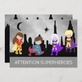 ** SUPERHEROS Kinderverjaardagsfeestje Kaart (Voorkant / Achterkant)
