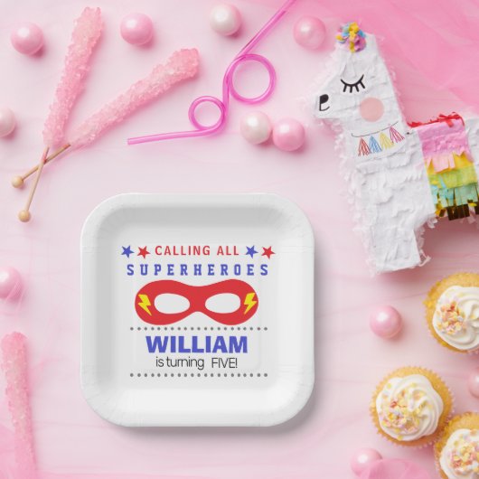 Superheros Party Happy Birthday Papieren Bordje (Feest)