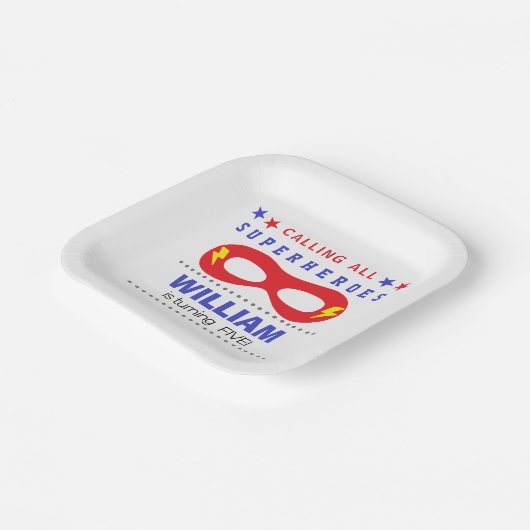 Superheros Party Happy Birthday Papieren Bordje (Gebogen)