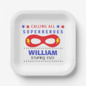 Superheros Party Happy Birthday Papieren Bordje (Voorkant)