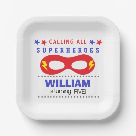 Superheros Party Happy Birthday Papieren Bordje (Voorkant)