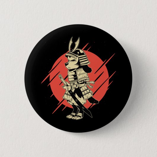 Superhond Samurai Krijger Ronde Button 5,7 Cm (Voorkant)