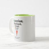 Superieur, Uitstekend, Geweldige Vlekken Tweekleurige Koffiemok (Voorkant links)