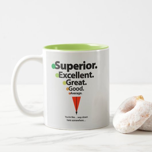 Superieur, Uitstekend, Geweldige Vlekken Tweekleurige Koffiemok (Met donut)