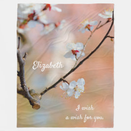 Superieure Japanse Abrikozenbloemen Fleece Deken